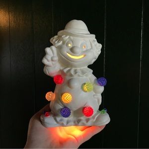Hand Painted Ceramic Clown Lamp with Colorful Bulbs